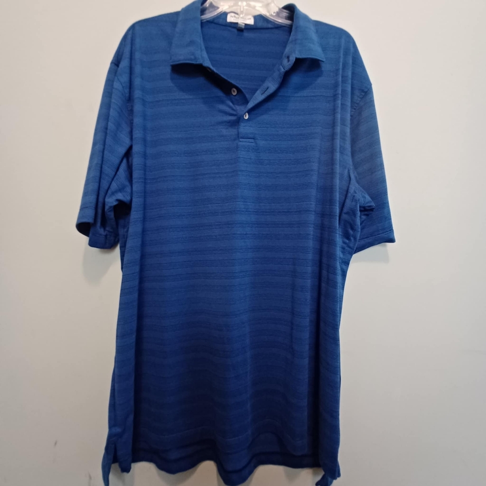 Peter Millar Shirt Mens XXL 2XL Blue Polo Summer Comfort Striped Stretch Golf